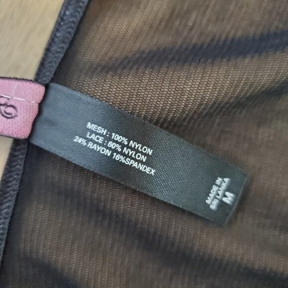 Vintage Y2K Victoria's Secret Black Mesh Purple Lace Lingerie Top - Picture 7 of 7